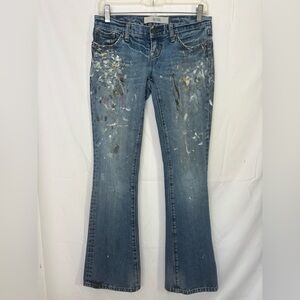VTG Y2K Low Rise Flare Paint Splattered Indie Sleeze Jeans Women’s 28” Waist
